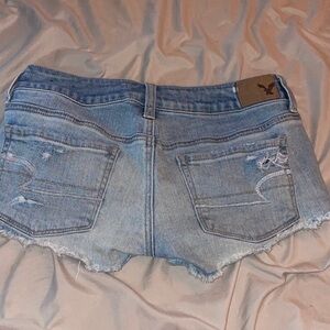 American Eagle Outfitters Light Blue Distressed Denim Jean Shorts